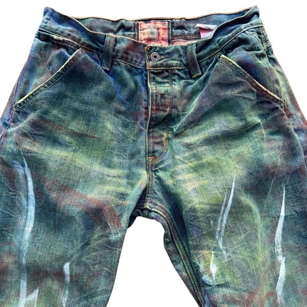 Vintage GAP Y2K Painted Hand-Dyed Distressed Jeans 33” - Picture 2 of 11